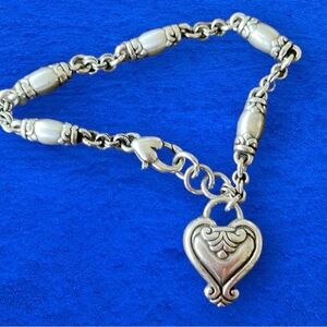Brighton vintage retired Blair silver chain and heart pendant bracelet 2247